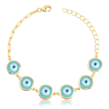 Pulseira olho grego turquesa com banho de ouro 18k