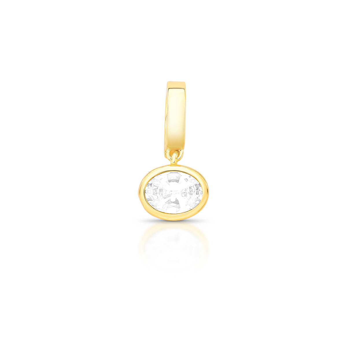 Pingente click oval cristal com banho de ouro18k