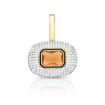 Pingente click luxo cravejado marrom com banho de ouro 18k (não acompanha colar)