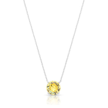 Colar solitário com zircônia citrino 10mm e banho de ródio branco
