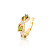 Piercing de encaixe com zircônia oval na cor peridoto entorno cravejado e banho de ouro 18k