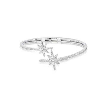 Pulseira bracelete estrela cravejada luxo com banho de ródio branco