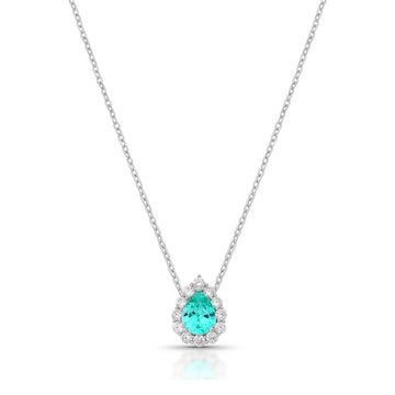 Colar gota paraiba entorno cravejado e banho de ródio branco