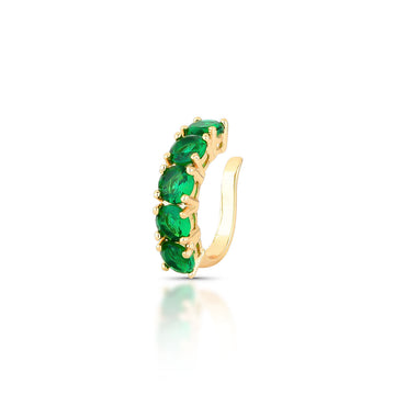 Piercing fake com zircônia esmeralda e banho de ouro 18k