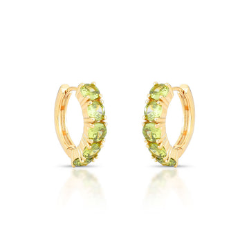 Brinco argola zircônia peridoto com banho de ouro 18k