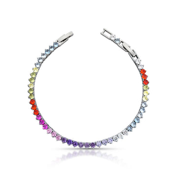 Pulseira Riviera zircônia colorida com banho de ródio branco