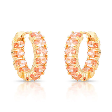 Brinco argola ovais luxo champanhe com banho de ouro 18k