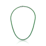 Colar riviera 3 garras trama rígida com zircônia esmeralda banho de ródio branco 3mm 40cm