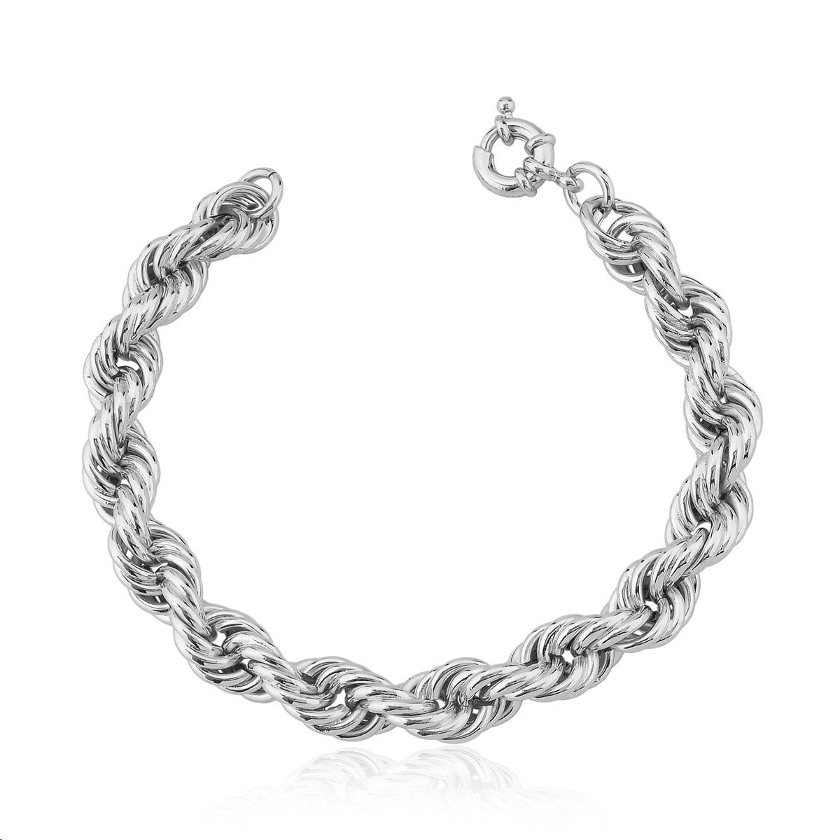 Pulseira entrelaçada vintage com banho de ródio branco