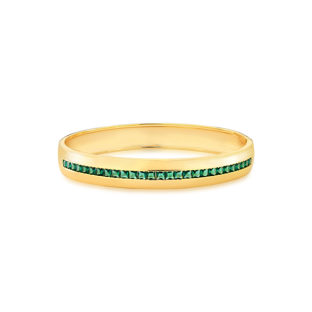 Pulseira bracelete dourado com baguetes esmeralda