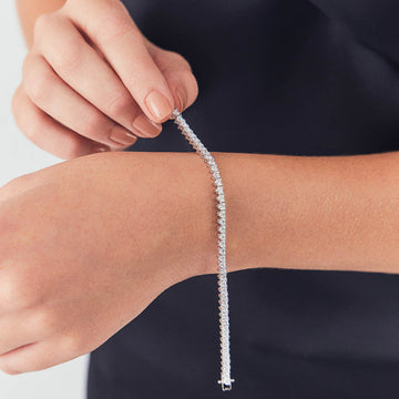 Pulseira prata 925 riviera zircônia cristal em formato de coração