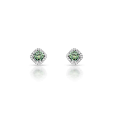Brinco MOISSANITE quadrado verde ciano menor 0,5 quilate com banho de ródio branco