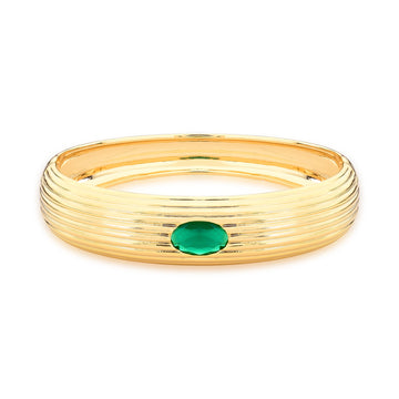 Pulseira bracelete frisado oval esmeralda dourada