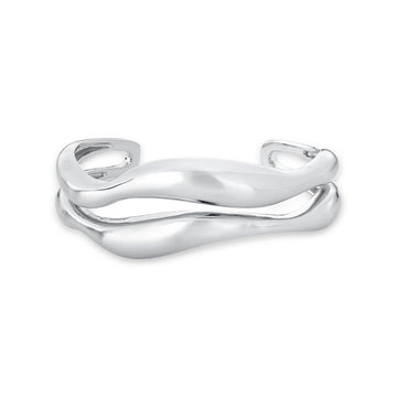 Pulseira bracelete duplo fosco em ródio branco