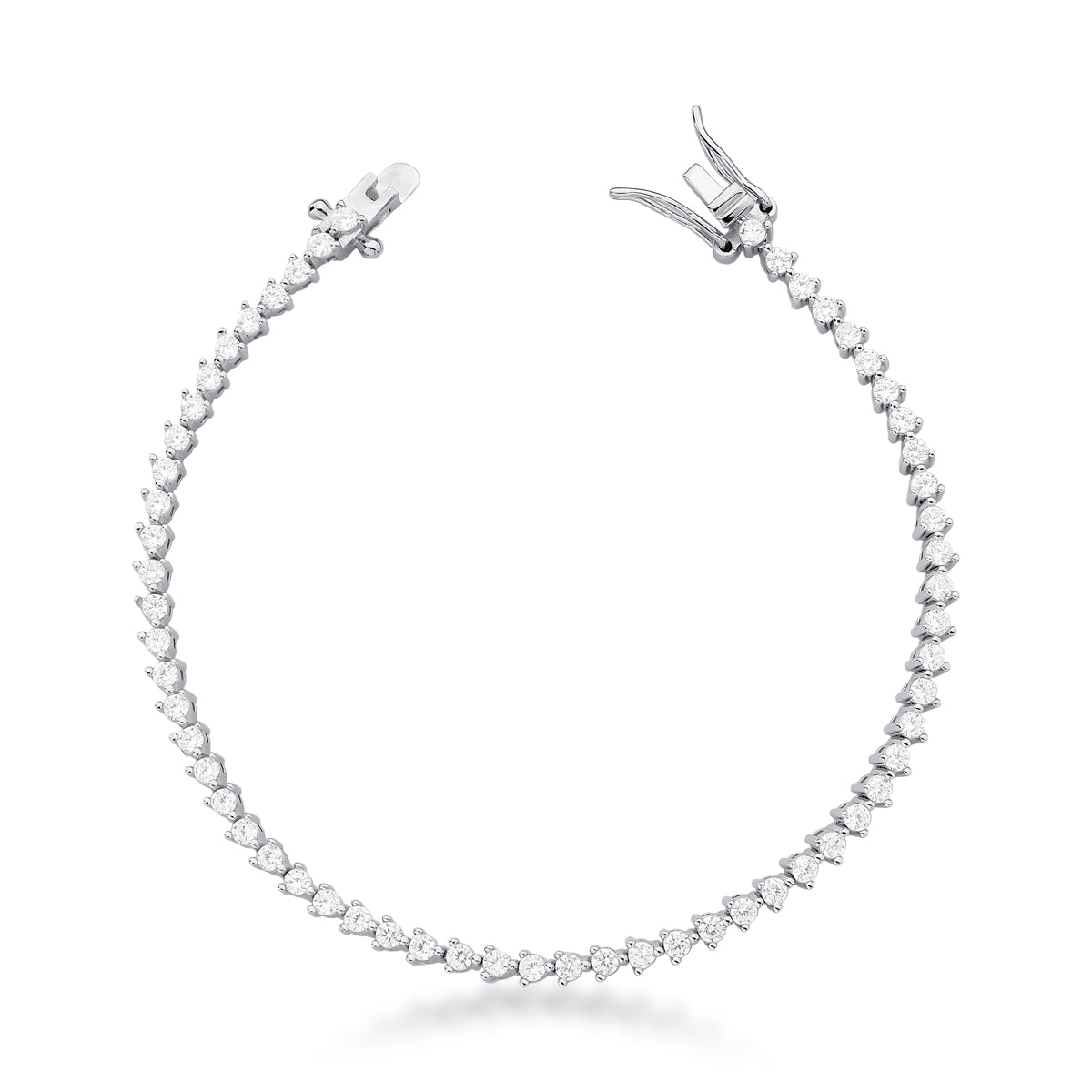 Pulseira riviera em prata 925 com zircônia cristal slim estilo seta luxo