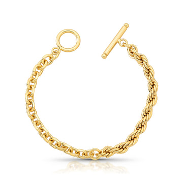 Pulseira cordão baiano elos com pino com banho de ouro 18k