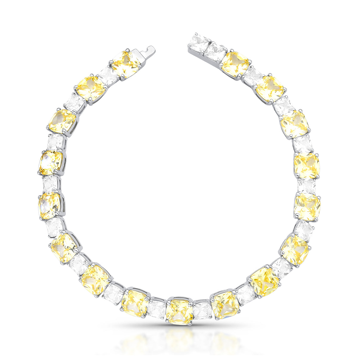 Pulseira Fran Riviera com zircônias citrino e cristal em prata 925