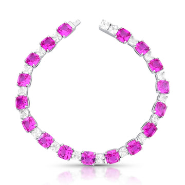 Pulseira Fran Riviera com zircônias turmalina rosa e cristal em prata 925