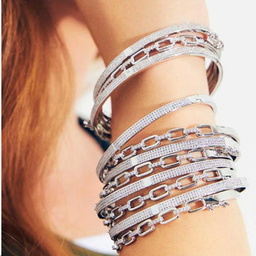 Pulseira bracelete cravejado com banho de ródio branco