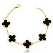 Pulseira trevos pretos dourada