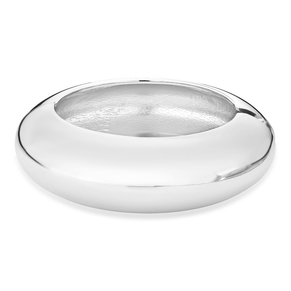 Pulseira bracelete maxi abaloado liso com banho de ródio branco