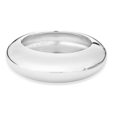 Pulseira bracelete maxi abaloado liso com banho de ródio branco