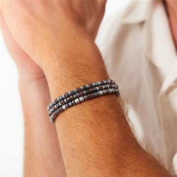 Pulseira masculina com geométricos em aço