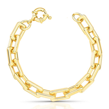 Pulseira elos quadrados com banho de ouro 18k