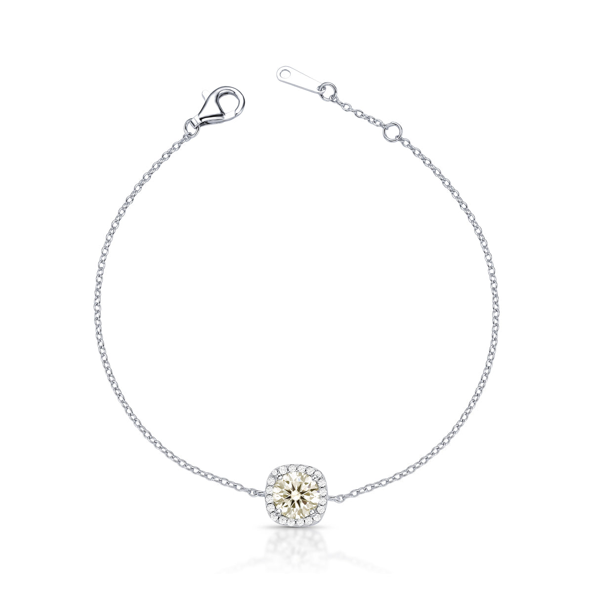 Pulseira MOISSANITE quadrado cravejado 6,5mm em prata 925