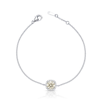 Pulseira MOISSANITE quadrado cravejado 6,5mm em prata 925