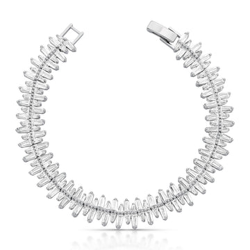 Pulseira navetes luxo com banho de ródio branco