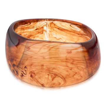 Pulseira bracelete resina marrom mescla largo