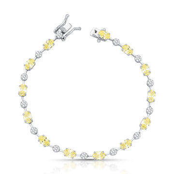 Pulseira riviera zircônias citrino e cristal e banho de ródio branco