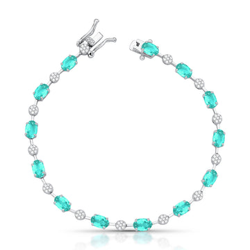 Pulseira riviera zircônias turmalina e cristal e banho de ródio branco