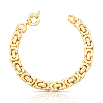 Pulseira elos chatos e fecho boia com banho de ouro 18k