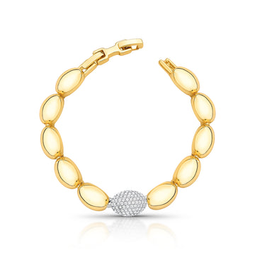 Pulseira esferas lisas e cravejada luxo com banho de ouro 18k