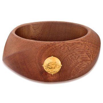 Pulseira bracelete madeira com oval rutilo