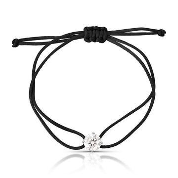 Pulseira fio encerrado com pingente redondo em MOISSANITE e prata 925 6mm 0,08 quilates