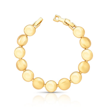 Pulseira ovais lisos e foscos com banho de ouro 18k