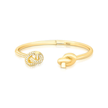 Pulseira bracelete nó liso e cravejado com banho de ouro 18k
