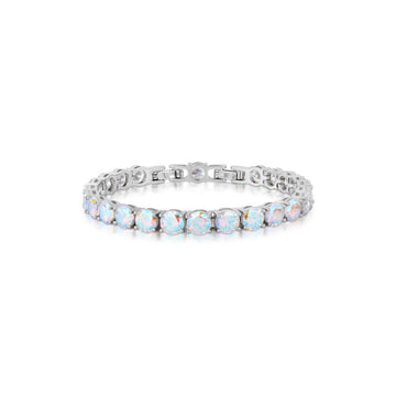 Pulseira riviera zircônia AB Color 6mm e banho de ródio branco