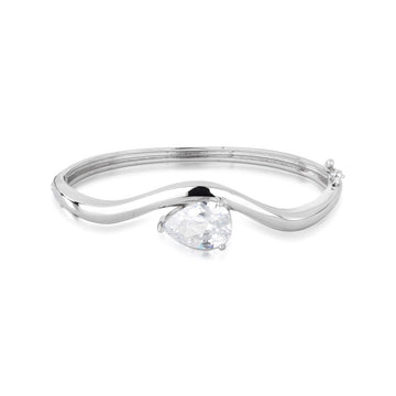 Pulseira bracelete gota cristal com banho de ródio branco