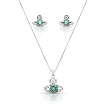 Conjunto Saturno MOISSANITE verde ciano 2 quilates joia em prata 925 com banho de ródio branco