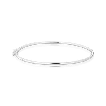 Pulseira bracelete slim liso com banho de ródio branco