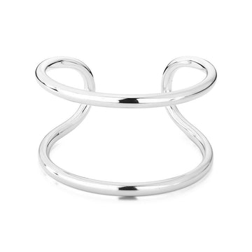 Pulseira bracelete duplo com banho de ródio branco