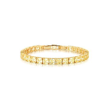 Pulseira riviera citrino cushion 5mm com banho de ouro 18k