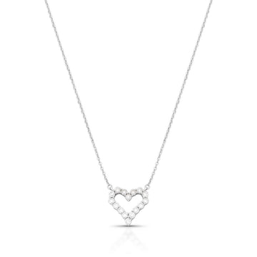 Colar MOISSANITE coração vazado 0,6 quilates joia em prata 925 com banho de ródio branco