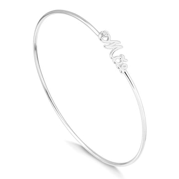Pulseira bracelete MÃE com banho de ródio branco