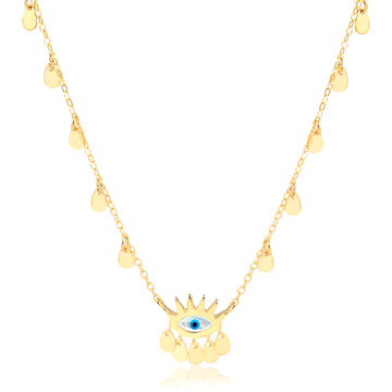 Colar olho grego medalhas com banho de ouro 18k