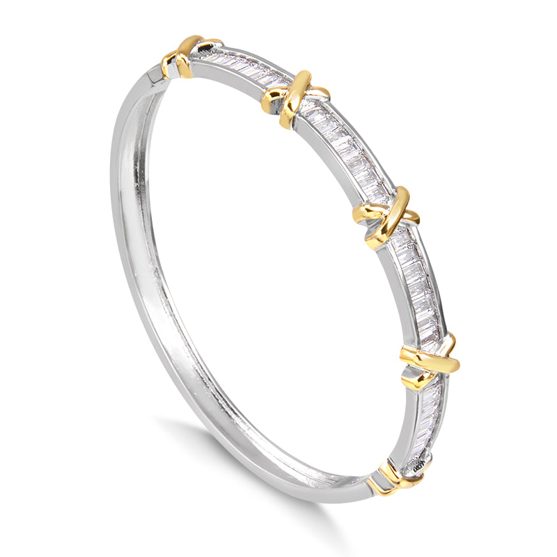 Pulseira bracelete baguetado X Antônia com banho de ródio branco